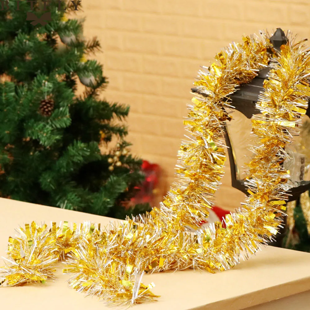 1pcs 2m Christmas Tree Decoration Tinsel Metal Strip Bar Hanging Ornament Ribbon Garland New Year Home Party Decoration Supply