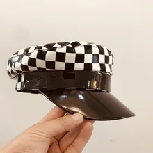 01911-baoliu-плед pu искусственная кожа Мода решетки превосходное качество обслуживания кепки для мужчин и женщин Козырьки Шляпы