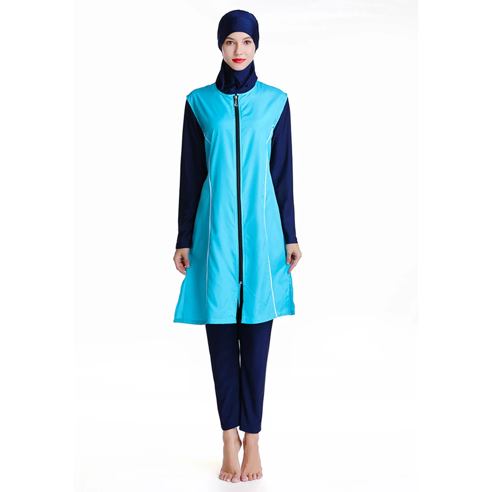 Sky blue YONGSEN женский купальный костюм размера плюс, мусульманский купальный костюм, исламский купальник, Мусульманский купальник, хиджаб, женский купальник - Цвет: Sky blue