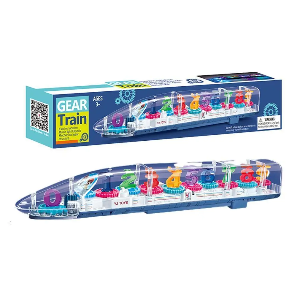 Universal Electric Transparent Gear Rocket Train Kids LED Flashing Music Singing Sound Vehicle Children Early Education Toy | Игрушки и