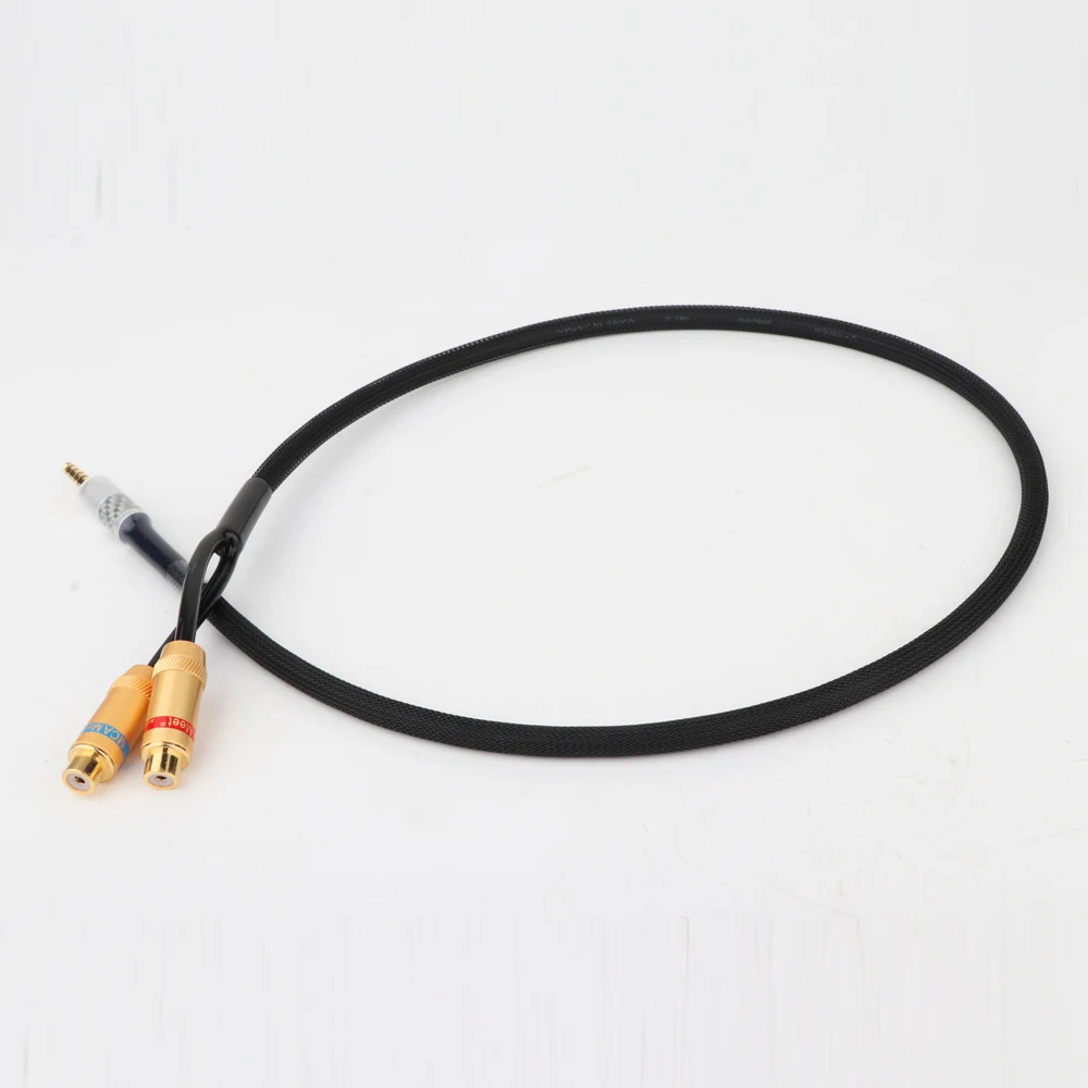 Cabo de 4.4 mm a Rca Homem Resistente Chapeado Ouro do Escudo de Cobre 4.4 mm ao Cabo Audio Estereofónico Fêmea da Extensão do Adaptador 2rca - Image 2