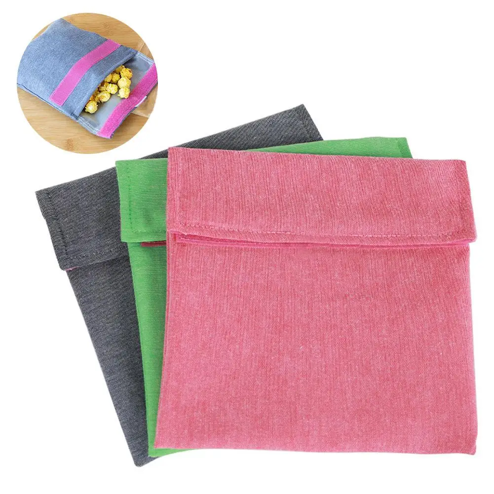 Washable Reusable Snack Bags Solid Color Magic Paste Design Bread