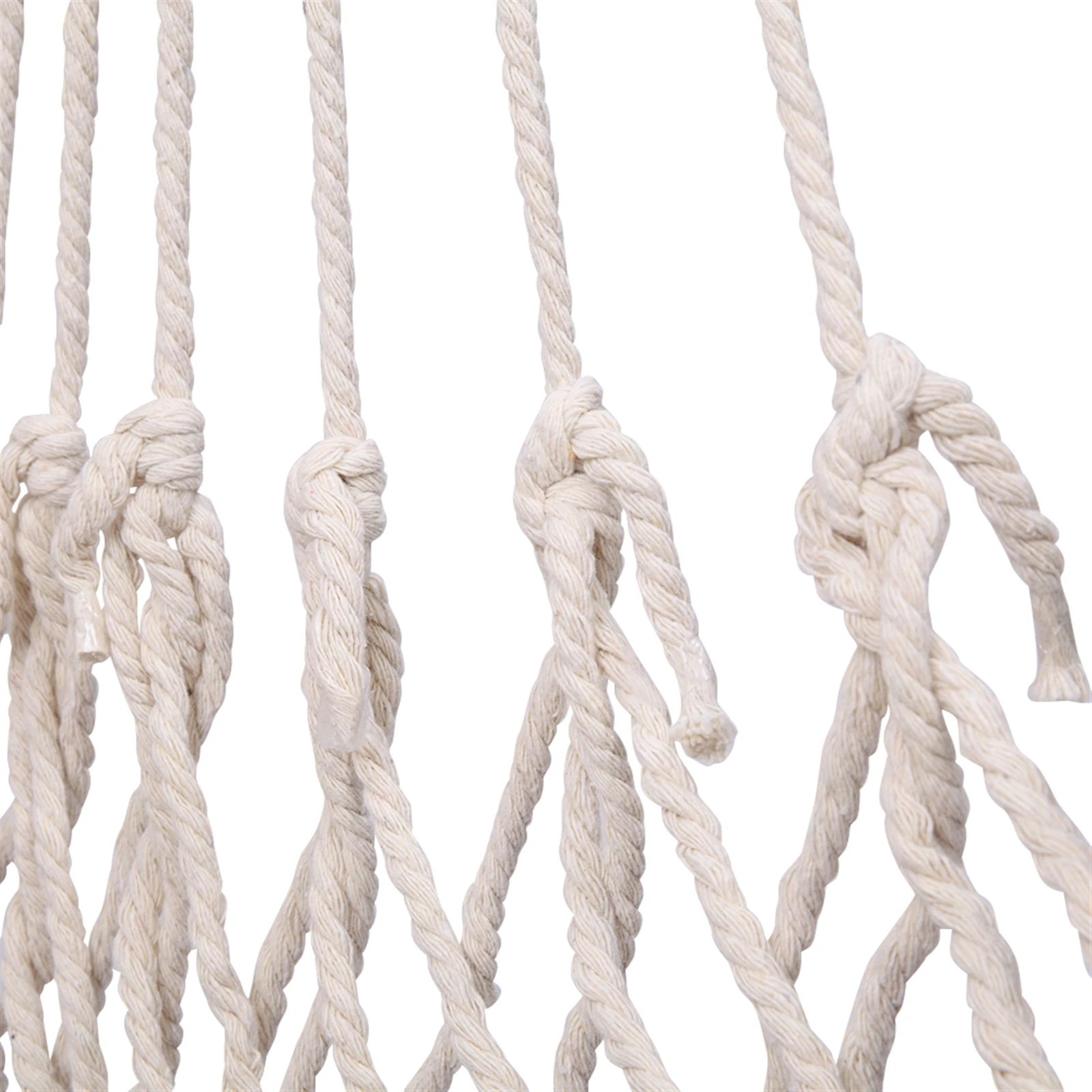 Cotton Rope Net Hammock Chair Set with Wooden Stick Beige Bohemia Style Hanging Hook Safety Bedroom Garden Tree Hanging Seats