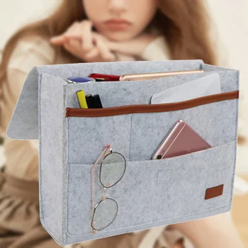 

Bedside Bag Pockets Home Sofa Bedside Desk Felt Hanging Storage Organizer Pouch H66