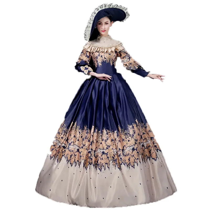 Women Victorian Dress Medieval Renaissance Retro Costume Stage Party Show Gown