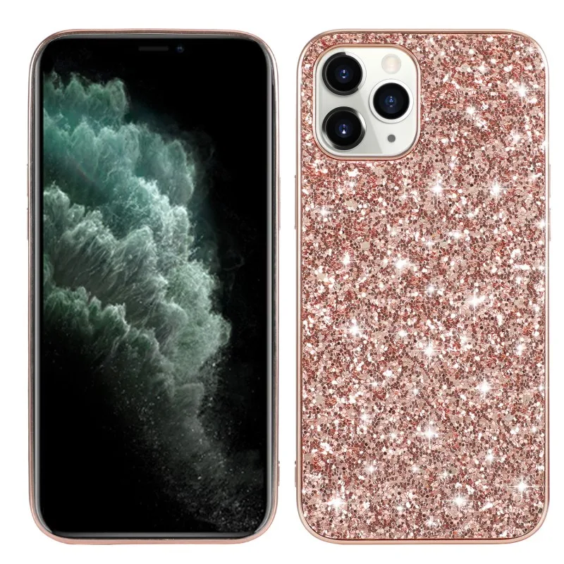 Блестящий чехол для iPhone 12 Pro Max 13 Mini 14 11 XS XR X 7 8 Plus бампер ударопрочный жесткий