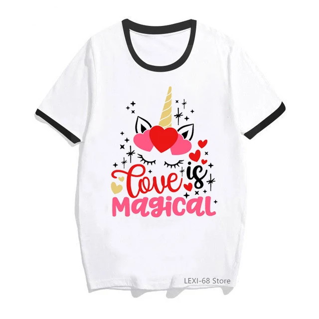 2022 Golden Love Is Magical Graphic Print T-Shirt Women'S Clothing Unicorn Tee Shirt Femme Summer Fashion Tshirt Female Tops