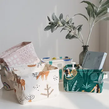 

Fashion Modern Cotton Basket Organizer Linen Desktop Storage Organizer Cabinet Underwear Storage Basket Sundries Storage Box