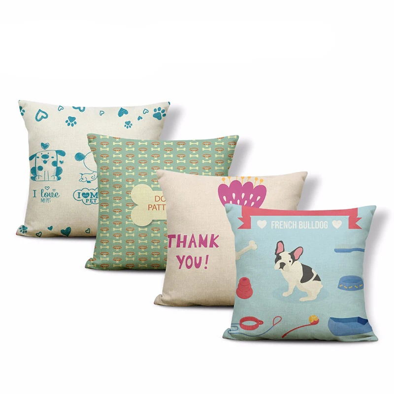 

Cartoon Cute Animal Pillow Labrador Bones Dachshund Cat Pillowcase Living Room Polyester Linen 45*45Cm Decoration Cushion Cover