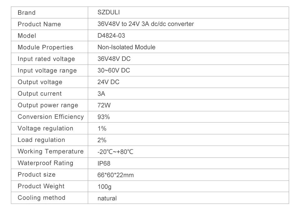 Трансформатор постоянного тока 48 V-24 V 3A 72 Вт DC регулятор 48 V-24 V 3A DC Напряжение понижающий преобразователь