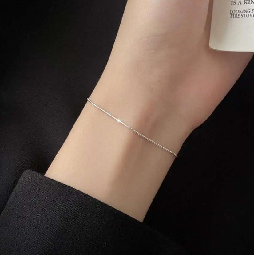 

Fashion Minimalist Thin Snake Bone Chain Charm Bracelet for Women Real 925 Sterling Silver Party Wedding Jewelry Gift