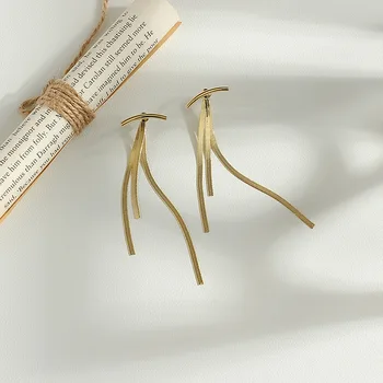 

Cool Normcore Style Earrings Fashion Simple Tassels Long Slimming Earrings Ear Stud Women's Ornament