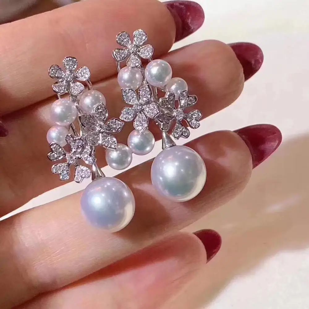 

Серьги из стерлингового серебра 925 пробы с цветком, аксессуары для ювелирных изделий, Женские аксессуары для жемчуга, бусины, камни, агат, нефрит