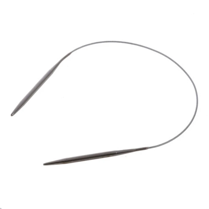 11 Sizes 43cm Durable Silver Crochet Knitting Needle Tool Set Stainless Steel Circular Sewing Needles