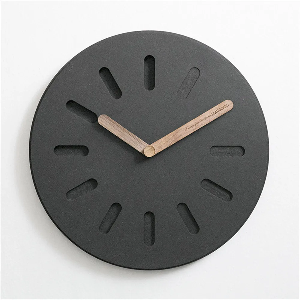 12 Inch Wall Clock Minimalist Modern Hanging Clock Nordic Chic Quartz Mute Wood Wall Clock for Home Living Room Bedside Office - Цвет: 4
