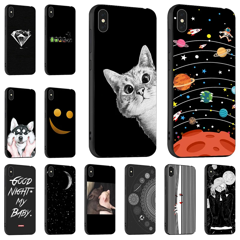Fashion Black Phone Cases For iPhone 6 6S Cover Silicone Soft TPU Case For iPhone 7 8 Plus Case Bumper Bags