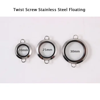 

20pcs/lot 20mm 25mm 30mm Silver Plain Twist Screw Floating Locket 316L Stainless Steel Living Memory Glass Locket Pendant