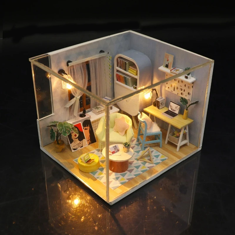 Миниатюрный Кукольный домик деревянный Miniaturas кукольный дом мебель собрать 3D Diy кукольный домик головоломки игрушки для детей подарок на день рождения