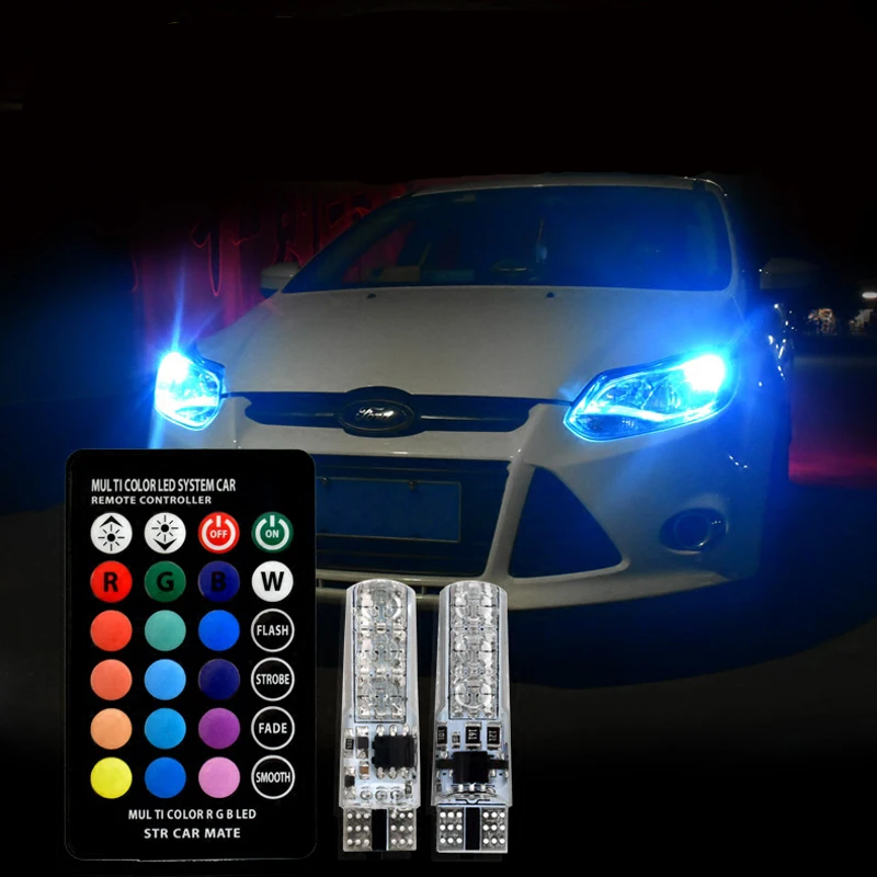 Светодиодная лампа T10 W5W 194 168 RGB разноцветные парковочные огни для Skoda Superb Octavia A7 A5 2