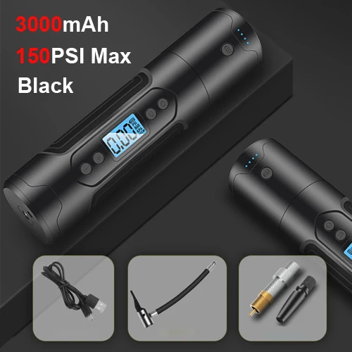 3000mAh Balck 150 150PSI велосипедный Электрический насос Цикл MTB воздушный компрессор перезаряжаемый беспроводной насос для шин велосипед умный автомобиль Надувное велосипед аксессуары - Цвет: 3000mAh Balck 150