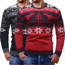 Новогодний Рождественский свитер для мужчин осень зима вязаная перемычка с оленем пуловер свитер мужской с длинным рукавом теплый Повседневный свитер Топы