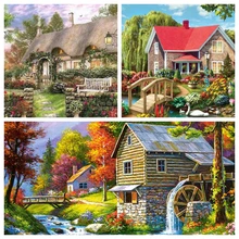 GATYZTORY 5D алмазная живопись Полная площадь DIY домашний декор мозаичные стразы на заказ Печать логотипа загородные дома 3 шт. в партии