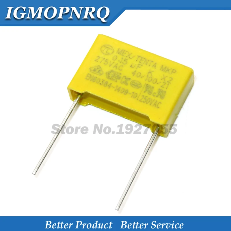 X2 Safety capacitor 15mm 275VAC 275V 0.022UF 0.047UF 0.1UF 0.15UF 0.22UF 0.33UF 0.47UF 0.68UF 1UF Polypropylene film 10pcs Safety Capacitor Polypropylene Film Capacitor