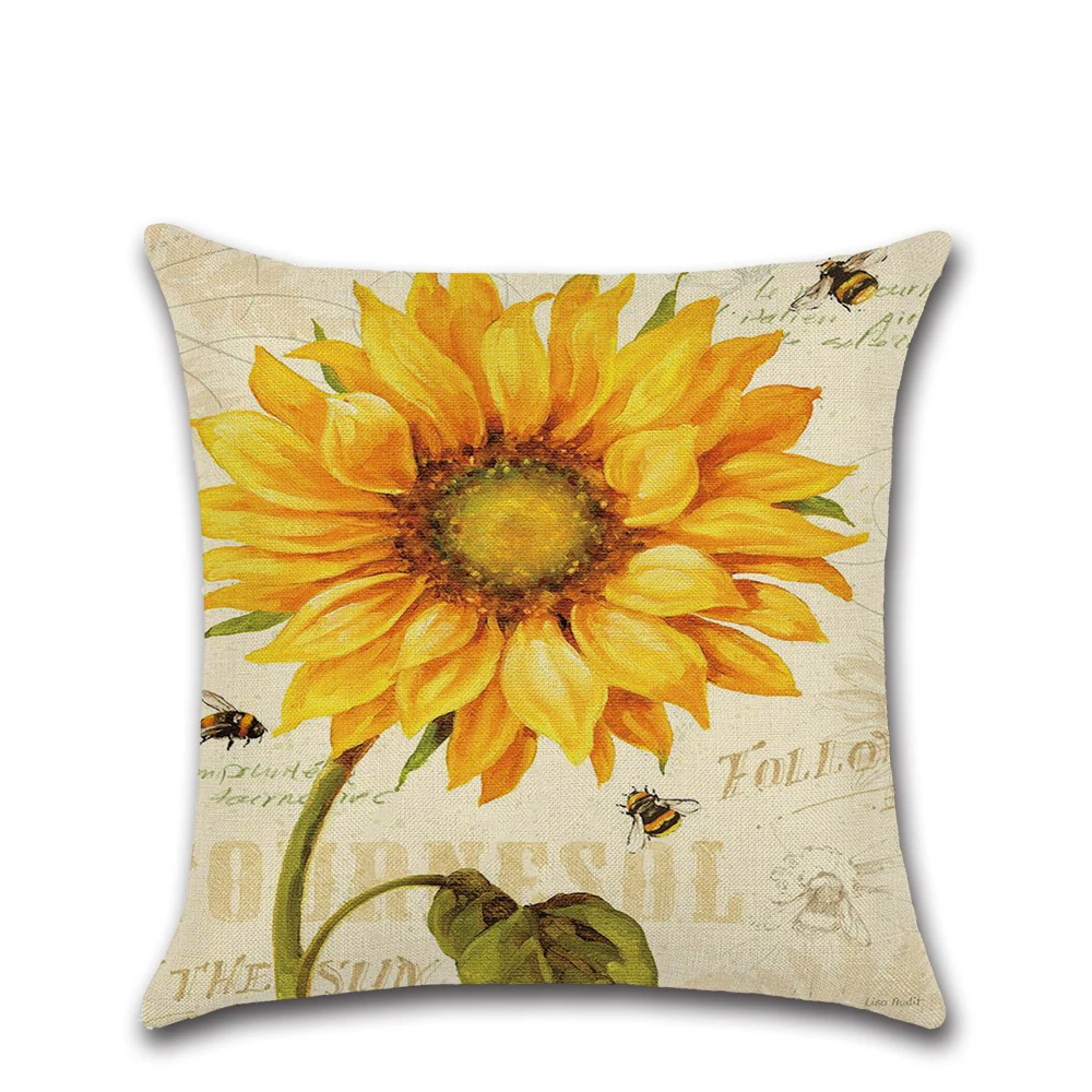 Симпатичные Подушка Подсолнух чехол осень джунгли подушки для домашнего декора s