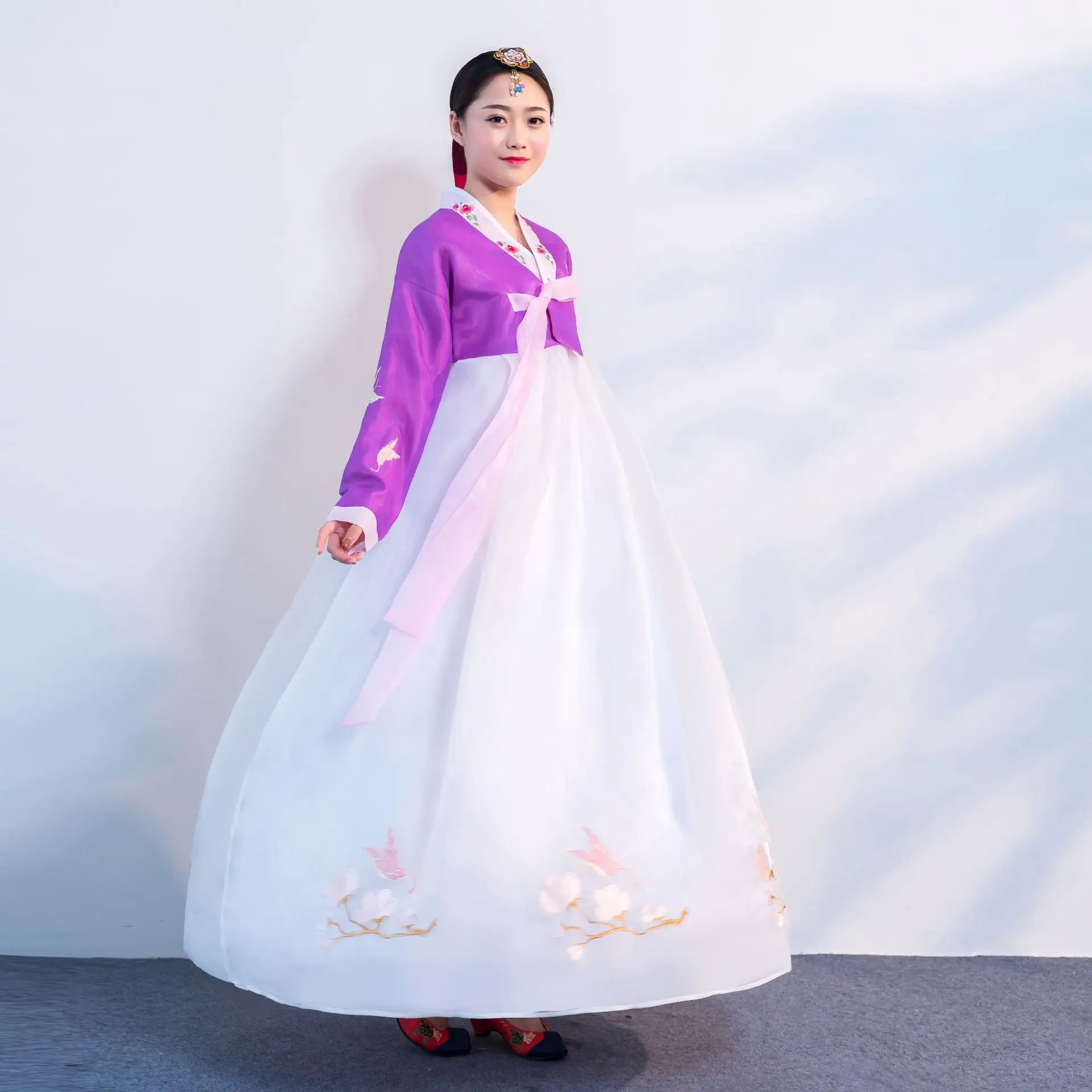 Ортодоксальный ханбок народный женский традиционный костюм корейское платье элегантный принцесса дворец Костюм Корея Emboridery Свадебная вечеринка