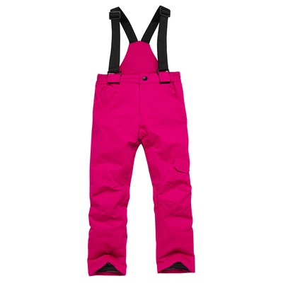 Лыжные штаны для мальчиков и девочек, детские штаны для сноуборда, водонепроницаемые ветрозащитные зимние штаны, детские зимние штаны, детские зимние брюки - Цвет: rose red