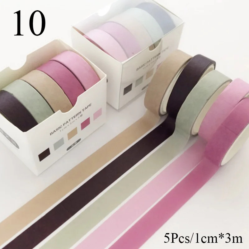 10 5 шт./кор. с цветочным принтом лента Washi простые полоски клей малярный скотч детская игра Сделай Сам дневник в стиле Скрапбукинг Стикеры клейкие ленты школьные принадлежности - Цвет: 10
