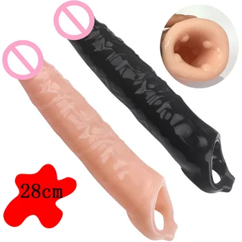 28cm Long Big Penis Extender Sleeve Reusable Condoms Delay Ejaculation Cock Rings Dick Prostate Massager Sex Products For Men 1