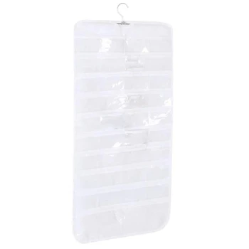 

Dual-Sided 80-Pocket Hanging Jewelry Organizer Storage Display Necklace Earring Ring Pouch Pocket, White