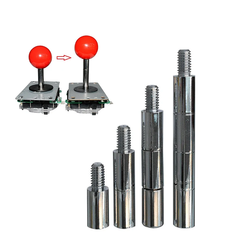 6pcs Joystick Shaft Extender Game Player Chrome Arcade 15mm Extension Rod For SANWA Joystick / For Zippyy Joystick Games desktop basketball game toys 2 player table arcade games intelligent