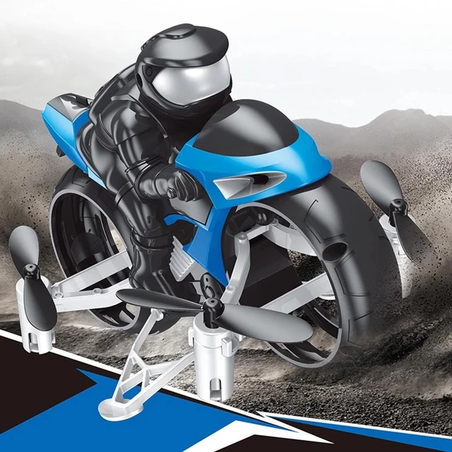 2 In 1 RC Stunt Motorcycle Kid Air Land 2.4GHz Flying Off-Road Motorcycle Drone with 360 Rotation Drift Headless Model Motorbike 3