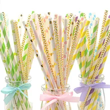

25pcs Disposable Paper Straws Creative Mixed Drinking Straw Birthday Party Decorations Kids Baby Shower Wedding Party Supplies