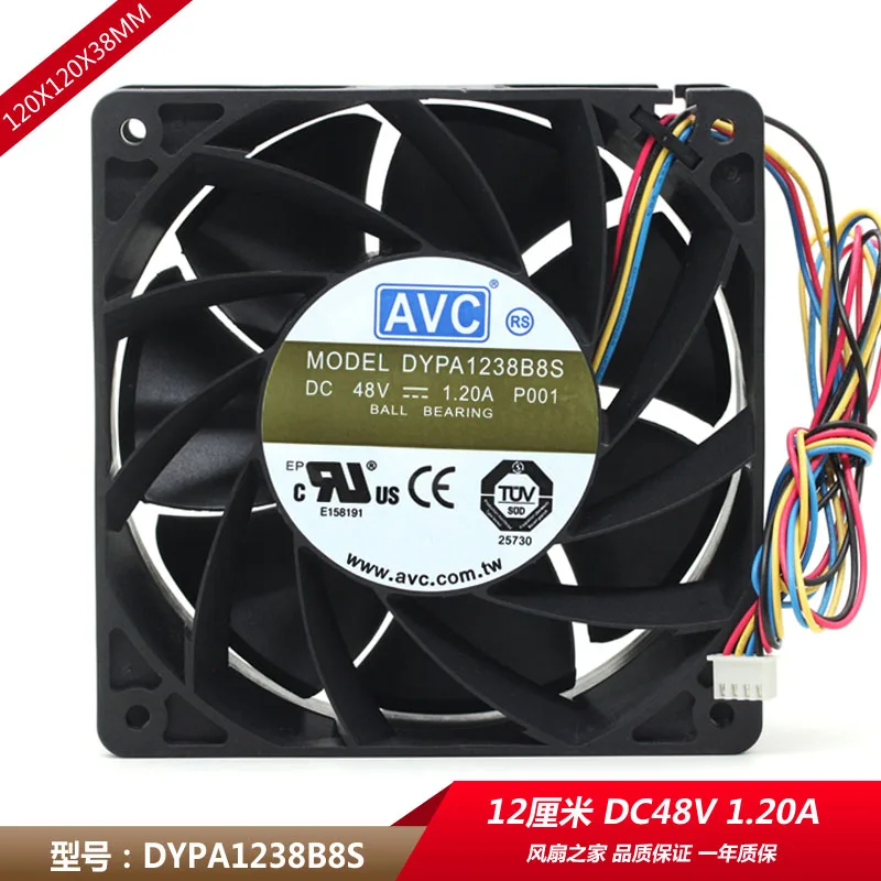 Оригинальный AVC 12038 DYPA1238B8S 48 в 120 А 12 см 4-проводной двойной шариковый вентилятор с