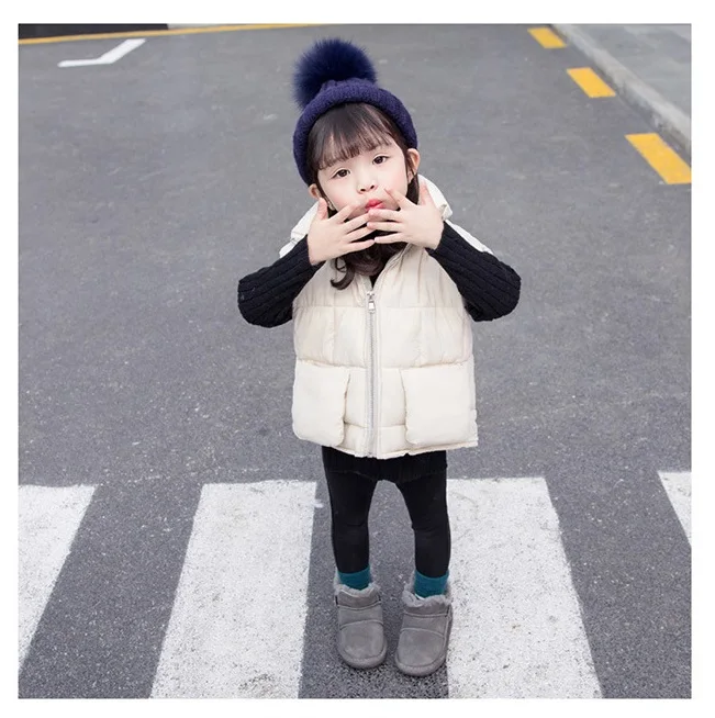 Модный Зимний детский хлопковый костюм однотонный бархатный жилет для мужчин и женщин, детский утепленный жилет