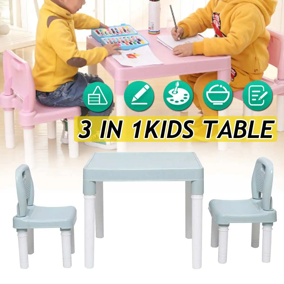 

Childrens Kids Plastic Table and Chair Set Learning Studying Kindergarten Non-slip Writing Draw Desk New Children Furniture Sets