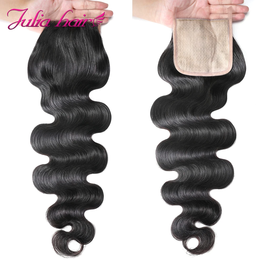 Brazilian Straight Silk Base Lace Closure Free Part Natural Color Body Wave Lace Closure 16-20 Julia Hair Curly Lace Closure (7)