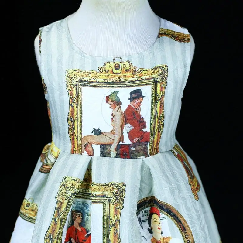 Mother Daughter Runway Dress Mom Girls Cartoon Vest Dresses Mommy girl Match Twinning Party Dress Family Look Outfits