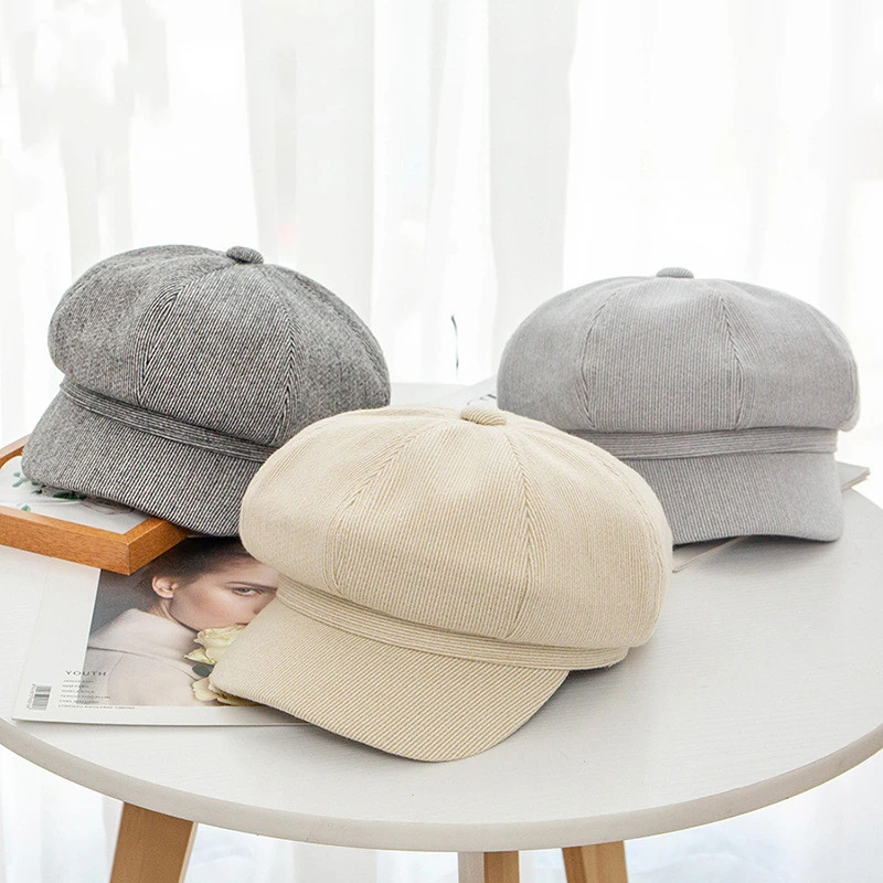 Boina de lana para mujer otomino Invierno sombreros Восьмиугольные gorras de boina negra gris