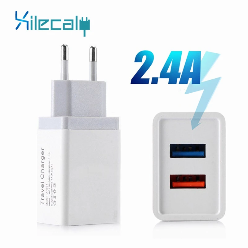 Xilecaly Dual USB зарядное устройство 5 в 2,4 А Быстрая зарядка настенное зарядное устройство адаптер ЕС Разъем для мобильного телефона для iphone ipad mini samsung Xiaomi