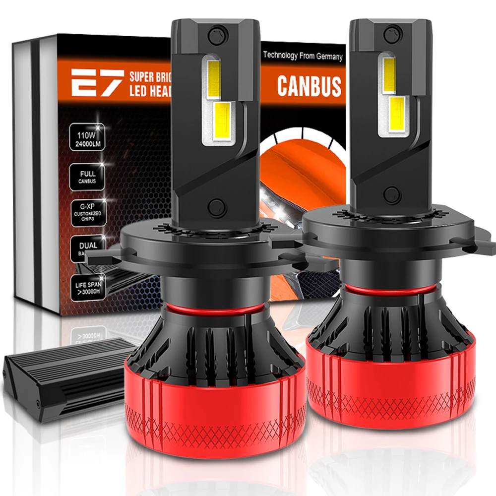 XENPLUS светодиодный лампы для передних фар E7 супер яркий H1 H3 H4 H7 H11 H13 9004 9005 9006 9007 9012 HB3