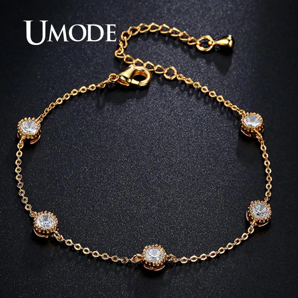UMODE модное звено цепи регулируемые браслеты для женщин Цвет золотистый браслет с