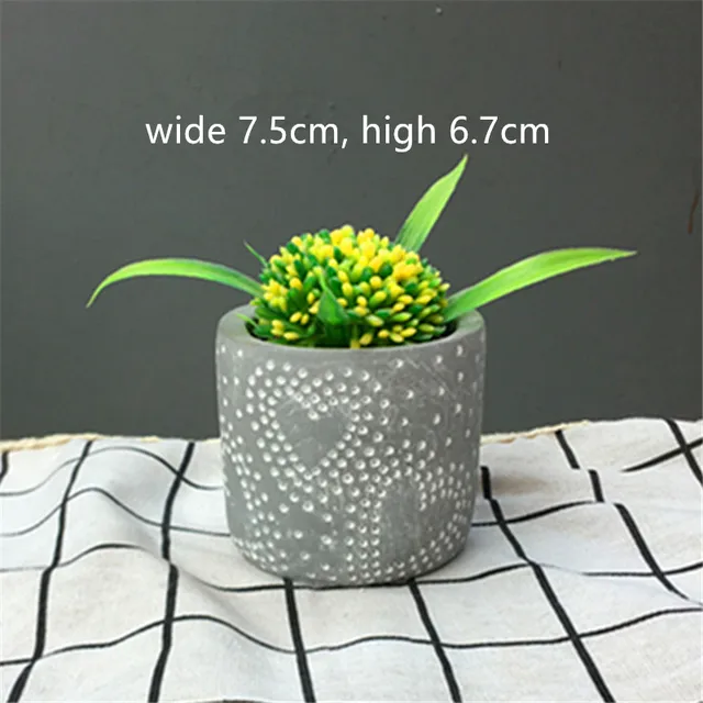 Small Cement Silicone Pot Molds Round Square Stone Planter Gardening Concrete Mold Light Green