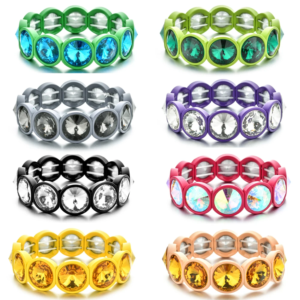 14 цветов, женский браслет, хрустальные стразы, растягивающийся браслет, браслет на запястье, эластичный плиточный браслет, свадебные ювелирные изделия для невесты