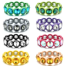 14 цветов, женский браслет, хрустальные стразы, растягивающийся браслет, браслет на запястье, эластичный плиточный браслет, свадебные ювелирные изделия для невесты