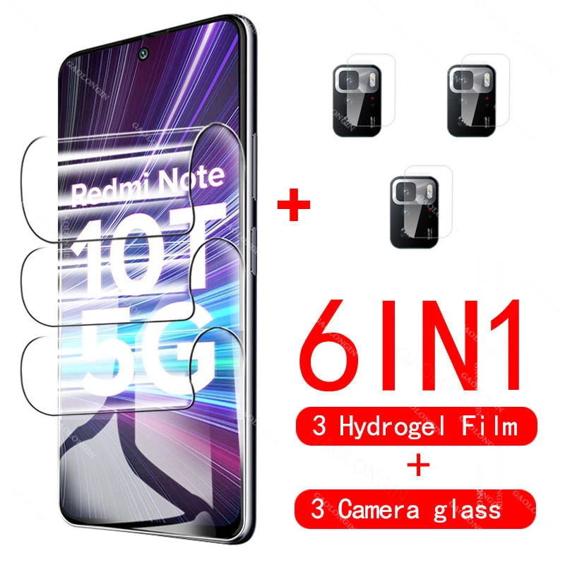 Redmi Note 10T Hydrogel Film For Xiaomi Redmi Note 10 Pro Screen protector + Camera Lens Glass On Redmy Note9 9s Pro Note9Pro glass cover mobile