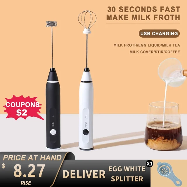 Electric Milk Frother Multipurpose Portable Rechargeable Foam Maker  Handheld Foamer High Speeds Drink Mixer Coffee Frothing